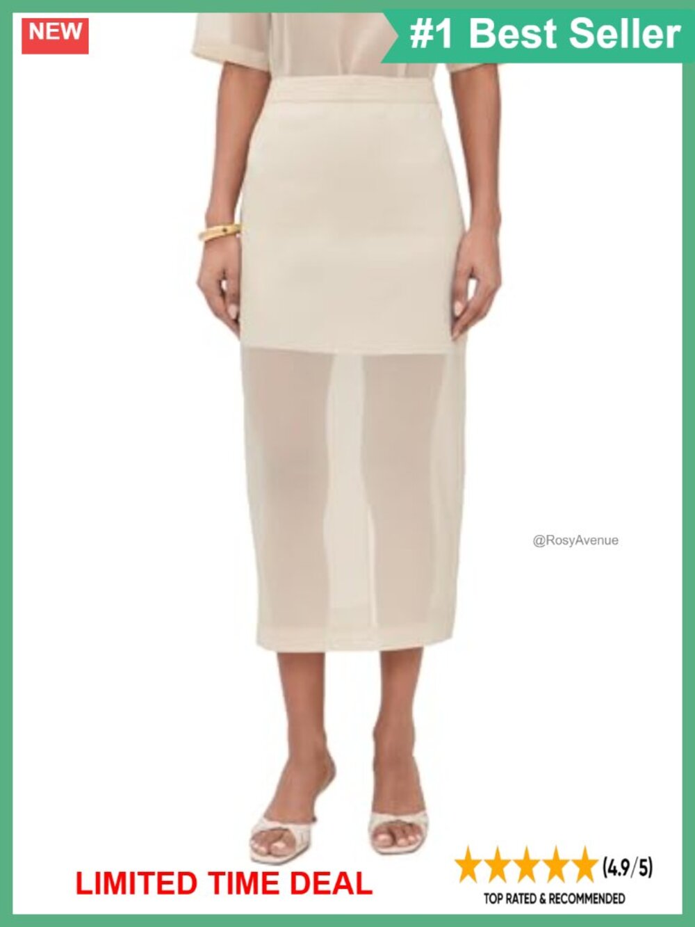 Women's Olivia Organza Midi Skirt Lightweight Non-Stretch Wear to Work